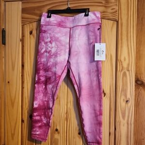 ZYIA Kids Pink and White Tie-Dye Leggings